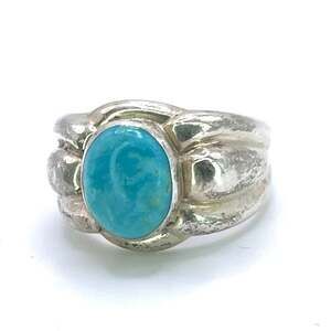 Vintage Sterling Silver Oval Turquoise Ring | Size 6.5 | Pre-Owned - Sold As-Is